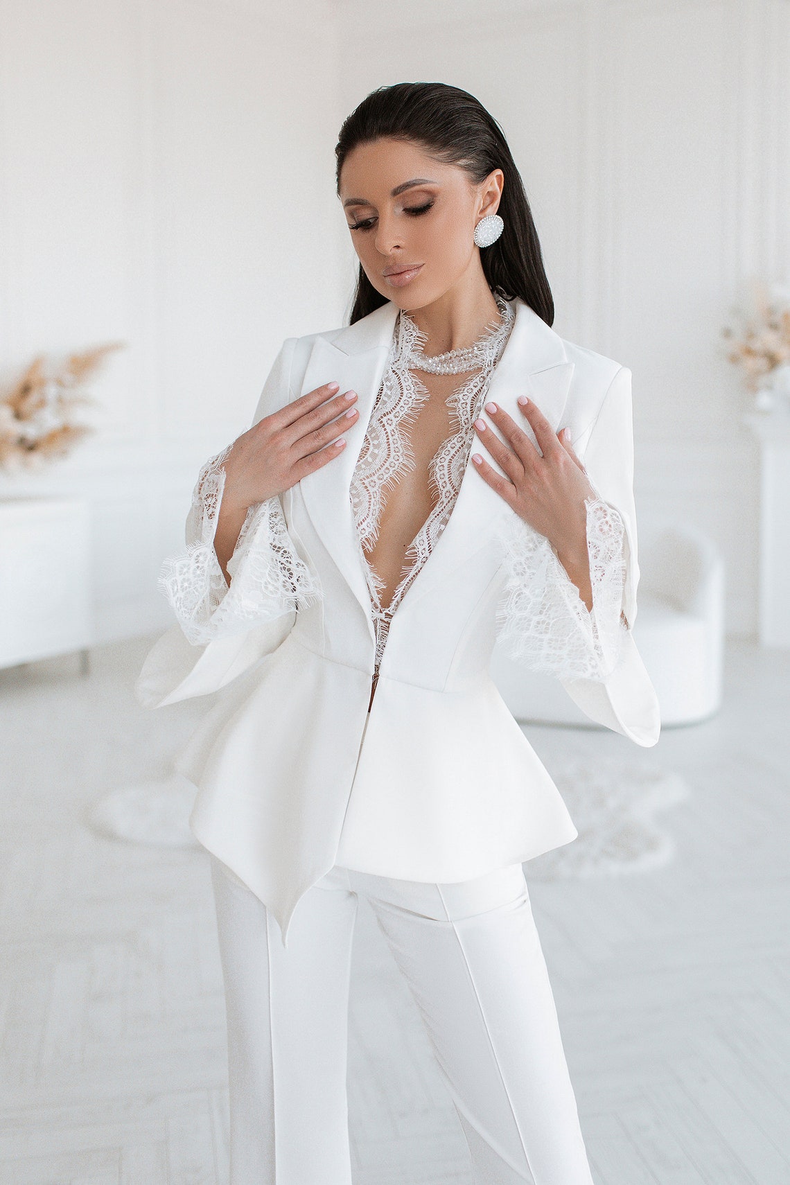 White Pantsuit for Women White Formal Suit Set for Women - Etsy