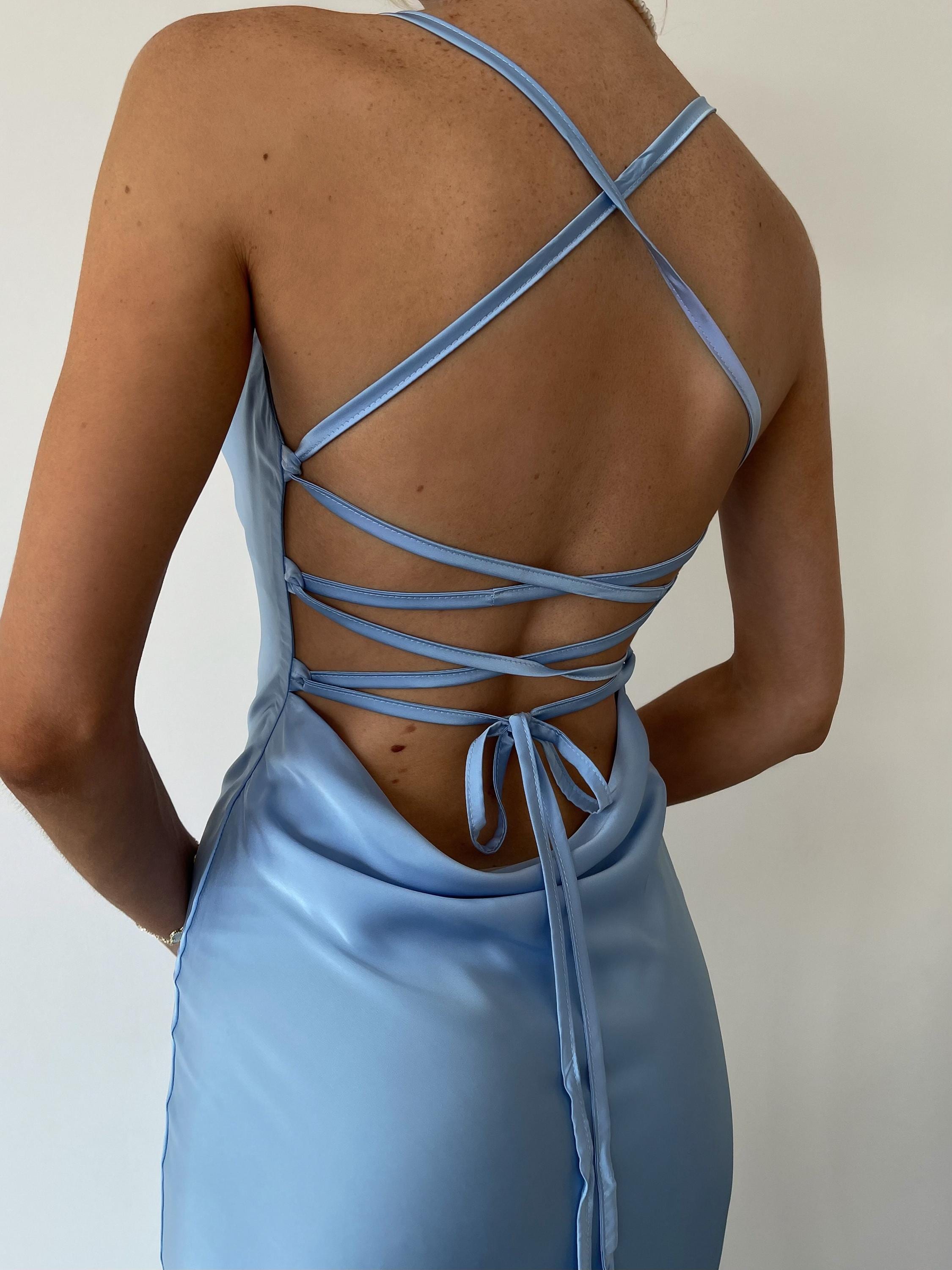 light blue satin bodycon dress Mina Midi Dress, in Baby Blue Luxe Satin, Size: Large | Show Me Your Mumu