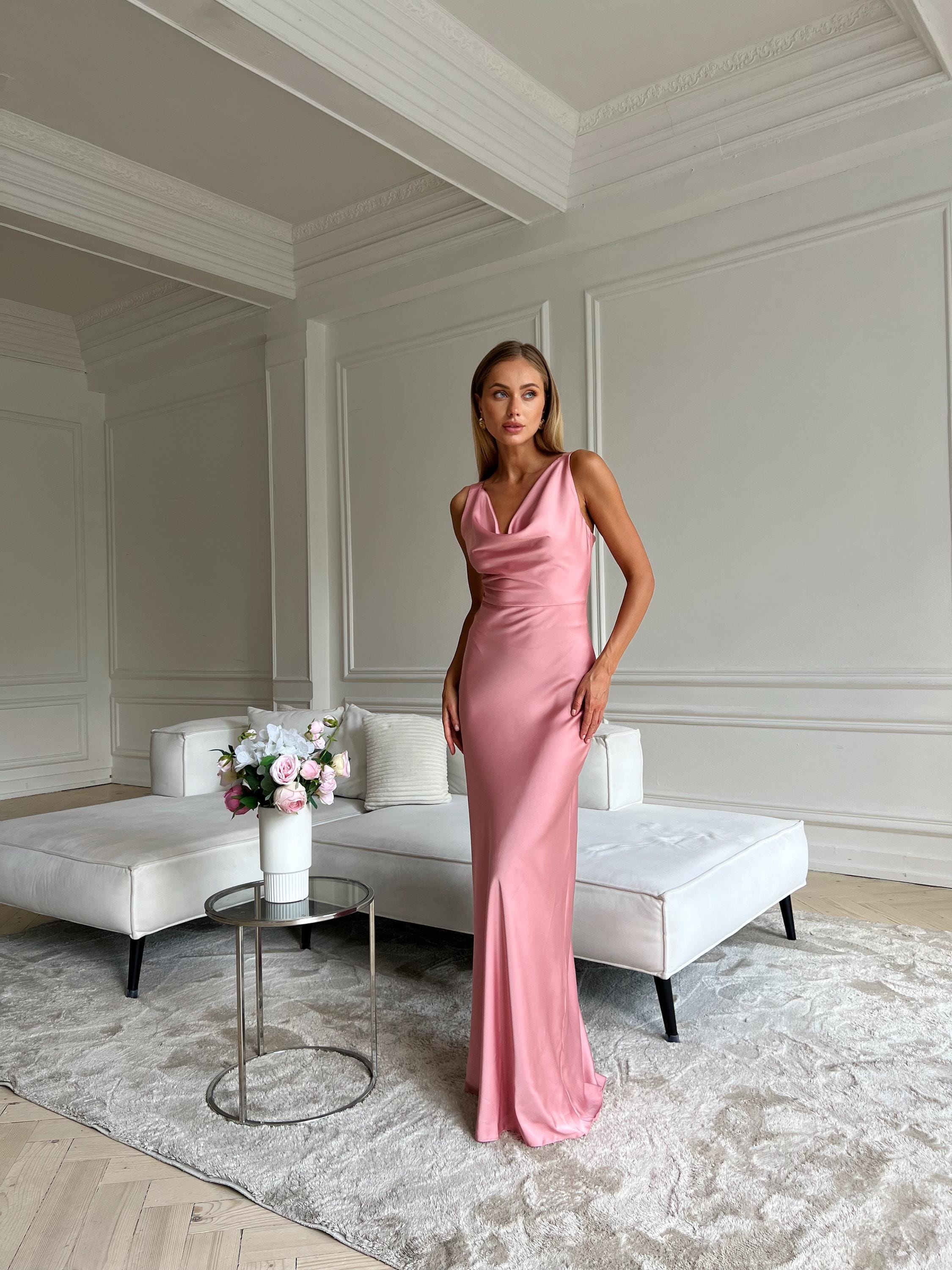 pink silk dress design LUZ SILK TAFFETA DRESS IN LIGHT PINK