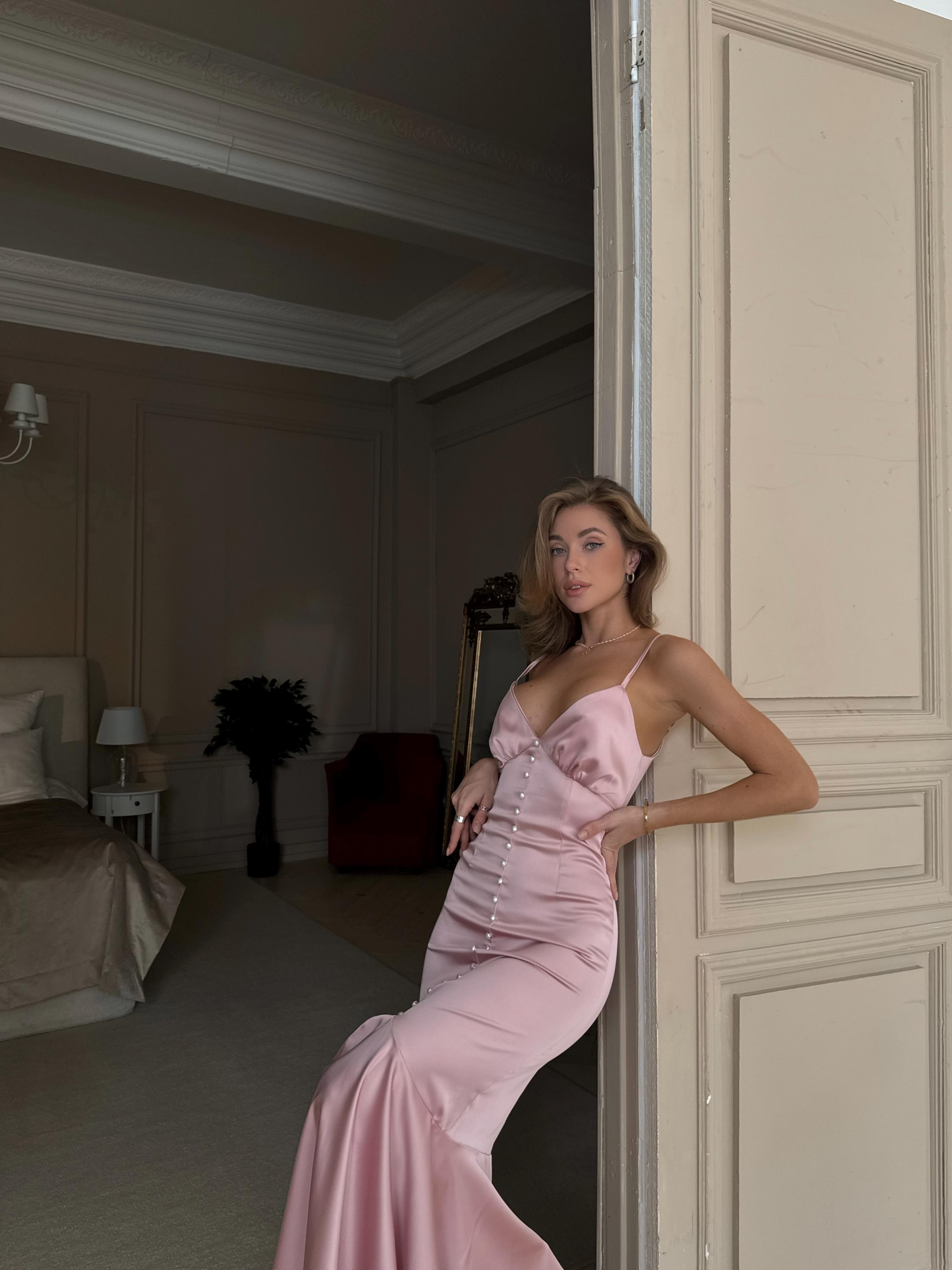 pink midi mermaid dress Cocktail Pink Dress Rhinestone Contrast Belt Slit Mermaid Midi Dress -chiclody
