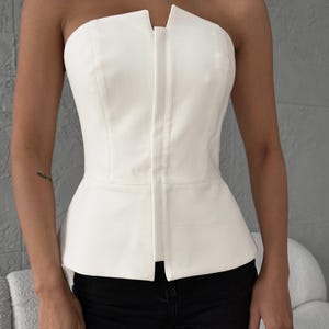 White cotton Corset Top for Women