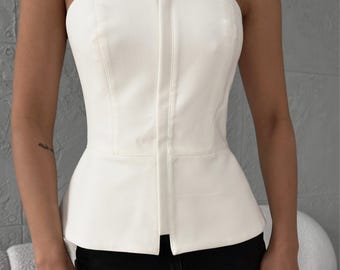 White cotton Corset Top for Women