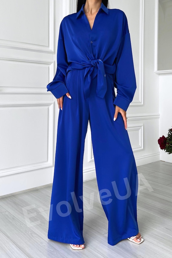 パンツ PLAIN SS25 Blue Tailored Pants in Satin Woman (35144331 99) gzz68115_cobalt_xl?w=537&qlt=