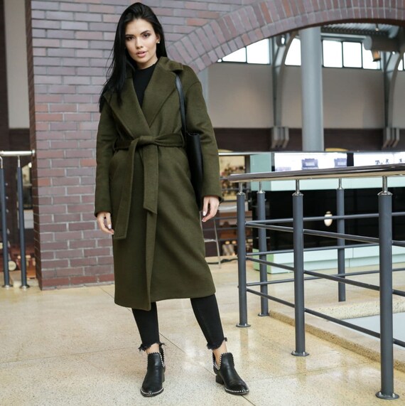 green wool coat long