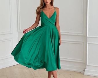 mustard green color dress Kiki Mustard Green Asymmetric Knot Sleeveless Dress in Acetate Knit S