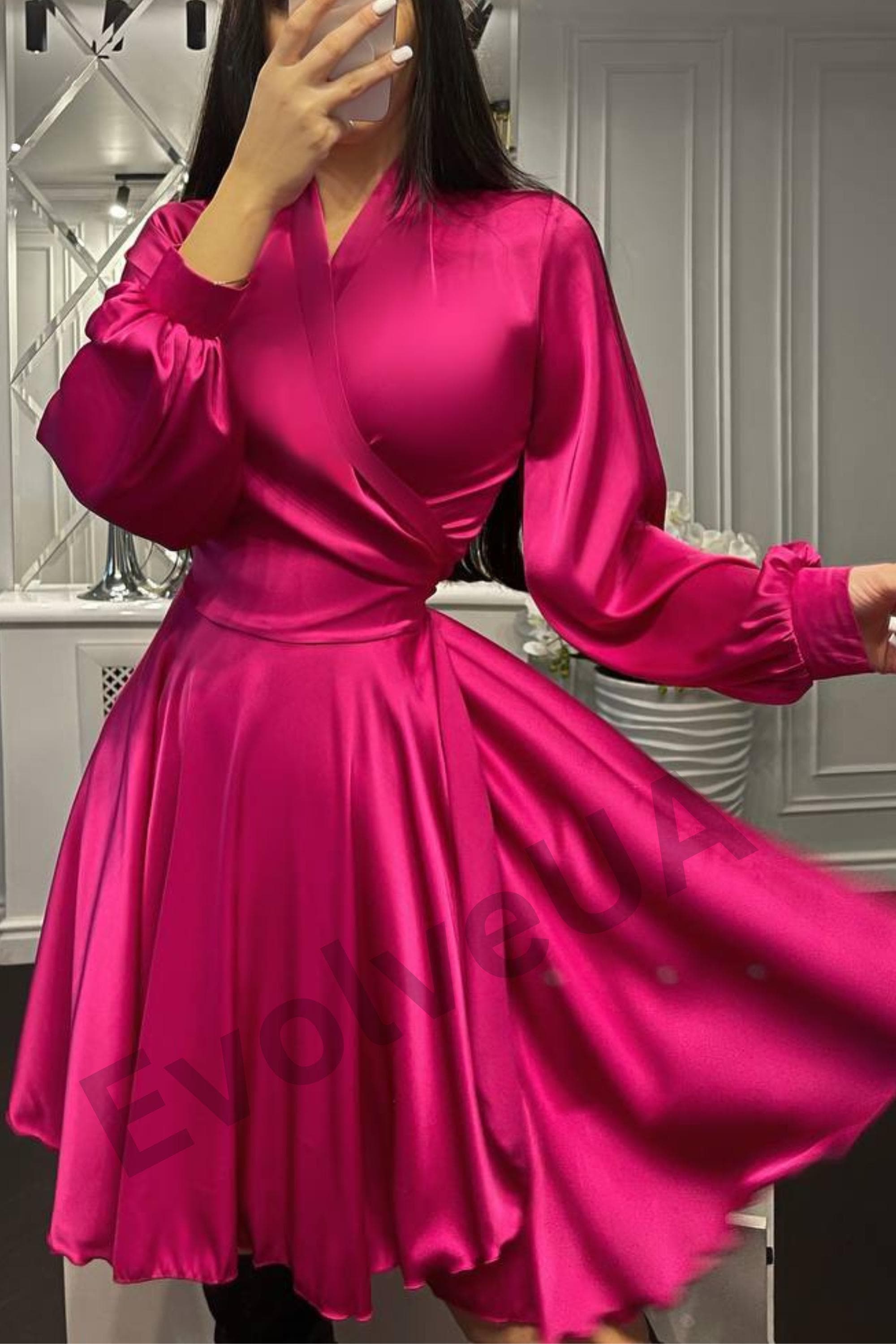 Bright pink wrap dress deals