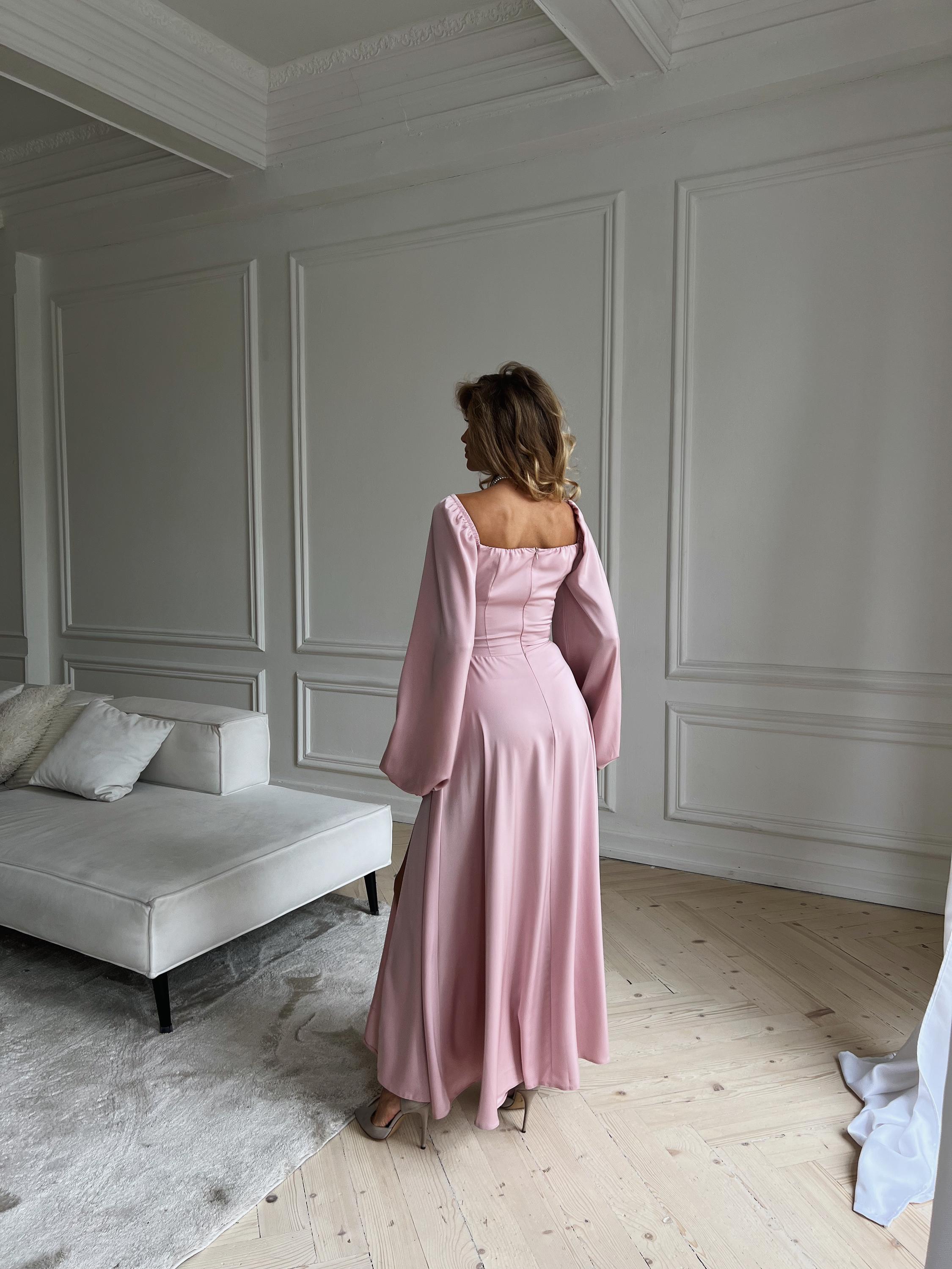 long light pink dress with sleeves Long Sleeve Crystal Detail Maxi Dress Pink