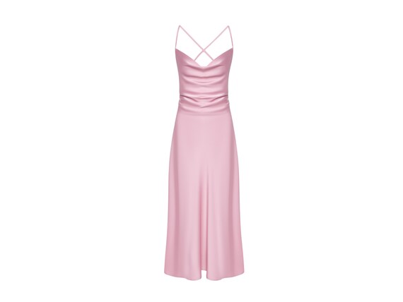 Dusty Pink Silk Slip Dress with Tied Back Dusty Pink Silk Slip Dress with Tied Back