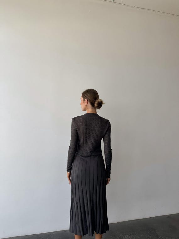strapless open back dress Pleat Skirt Denim Midi Dress-Indigo Wash main image 0