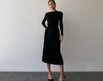 knee length dresses for ladies Long Sleeve Midi Lana Wool Column Regular Casual Dress ser14347 main image 0