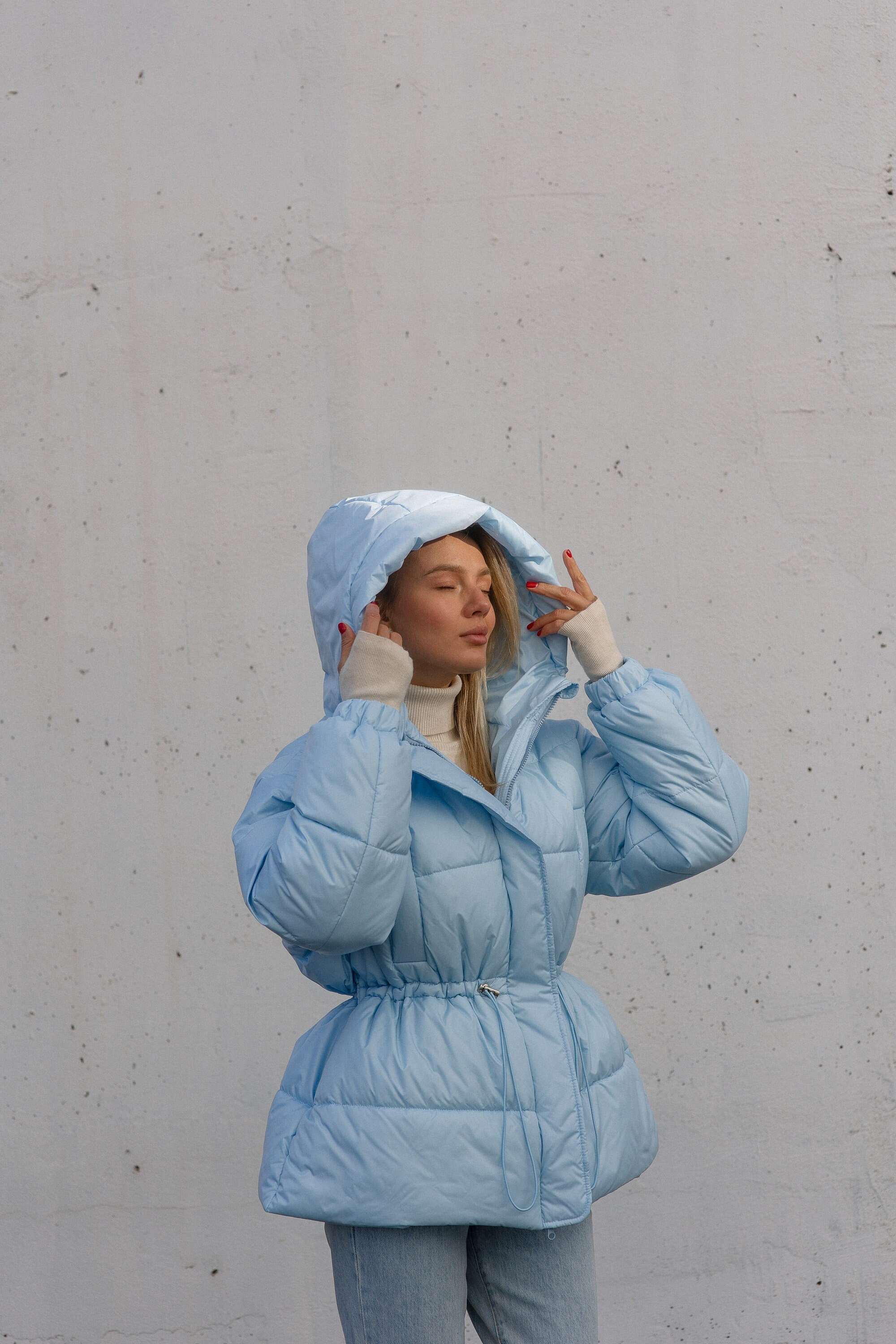 Baby blue puffer coat cheap