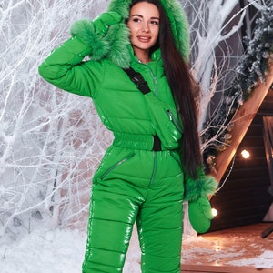 Hot Pink Women Ski Jumpsuit, Winter Snow Suit for Women, Warm Overalls Womens, Snowboarding suit women, Ski One-piece for Women, Snowsuit image 8