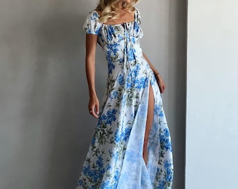 chinese dress ladies Love Blossoms Boho Print High-slit Maxi Dress main image 0