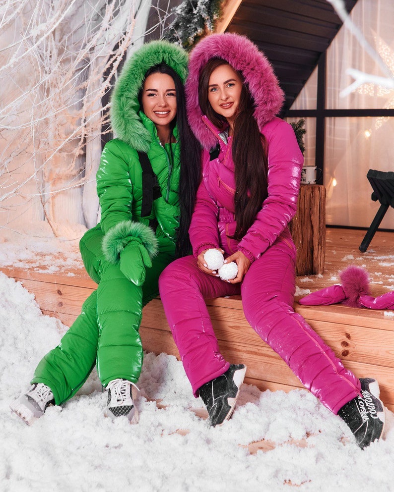 Hot Pink Women Ski Jumpsuit, Winter Snow Suit for Women, Warm Overalls Womens, Snowboarding suit women, Ski One-piece for Women, Snowsuit image 2