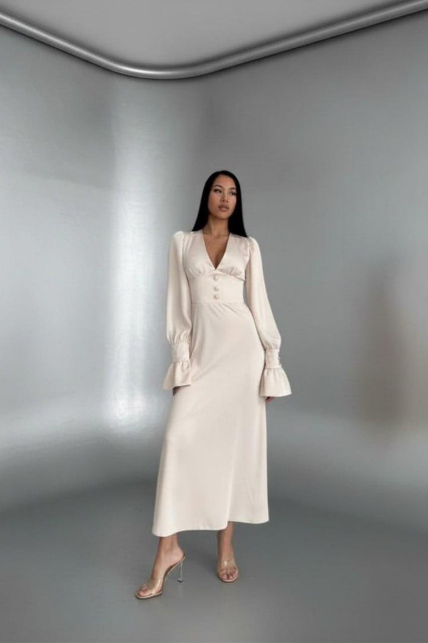 Midi Ivory Long Sleeve Dress - Etsy