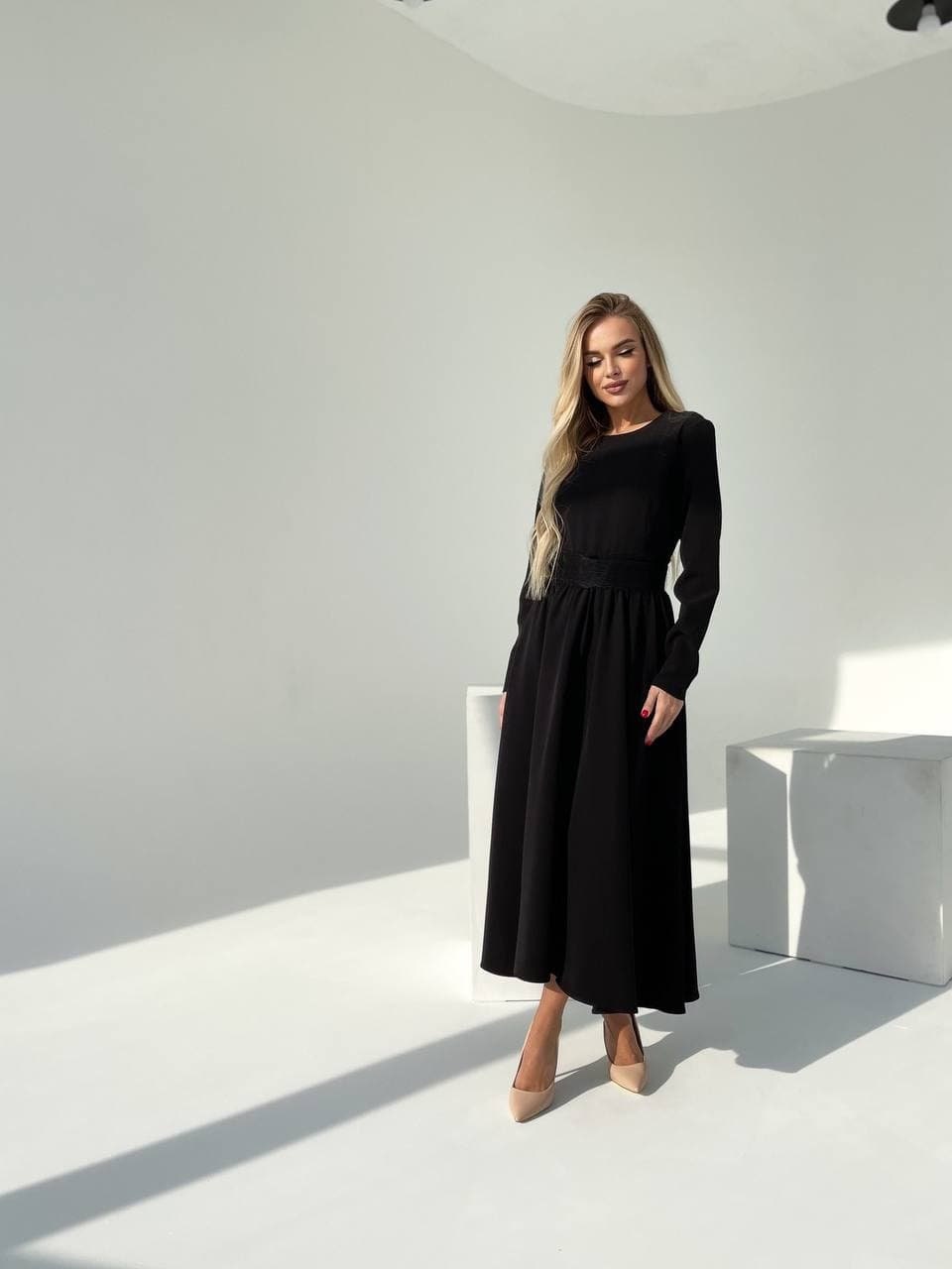 V Neck Vestido Negro Vestidos Con Bolsillos A Los Lados Vestido