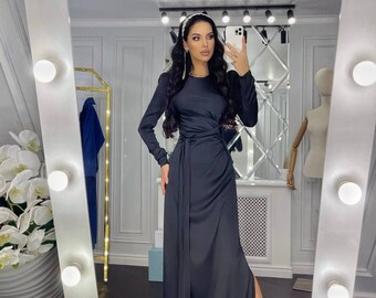 Long Silk Dress Black Silk Maxi Dress 