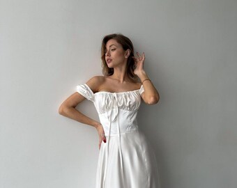 white silk dress short sleeve White Satin Silk Maxi Dress with Short Sleeves
