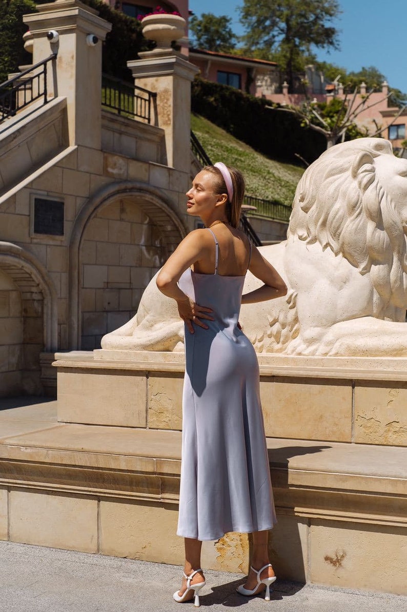 Cowl Neck Silk Elegant Dress Silk Slip Women\u2019s Dress Satin Silk White Silk Slip Dress Silk Dress for Special Occasions and Celebrations