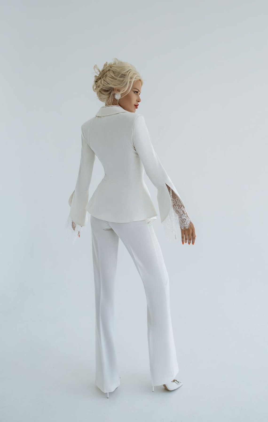 White Pantsuit for Women White formal suit set for women Etsy.de