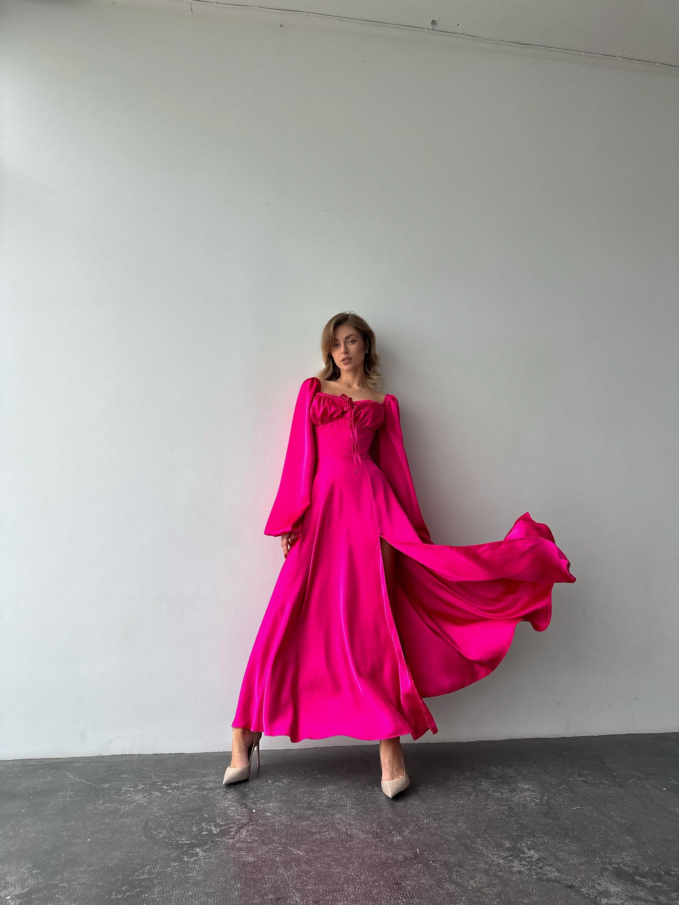 bright pink maxi dress formal Bella and Bloom Boutique main image 1