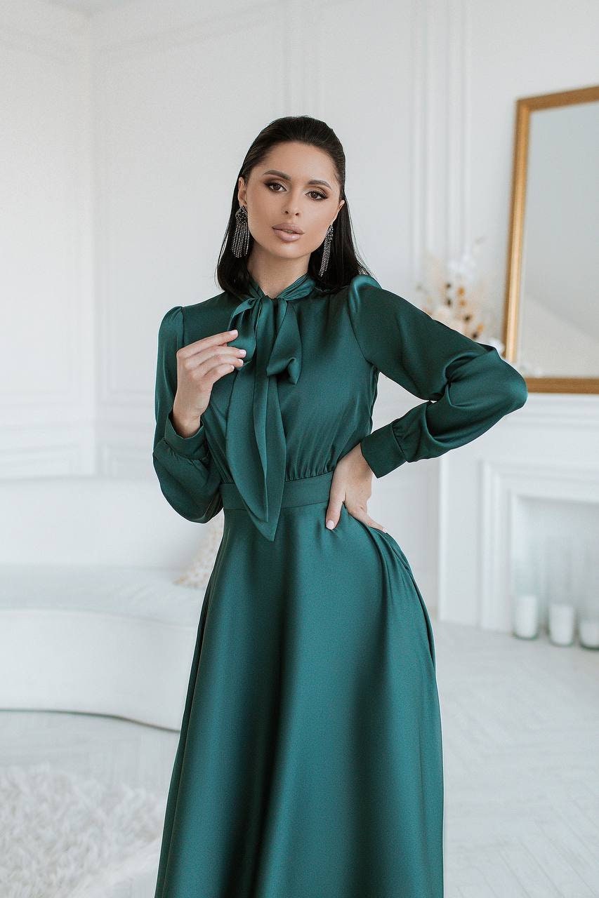 Emerald Green Silk Midi Dress Silk Modest Dress for Women - Etsy
