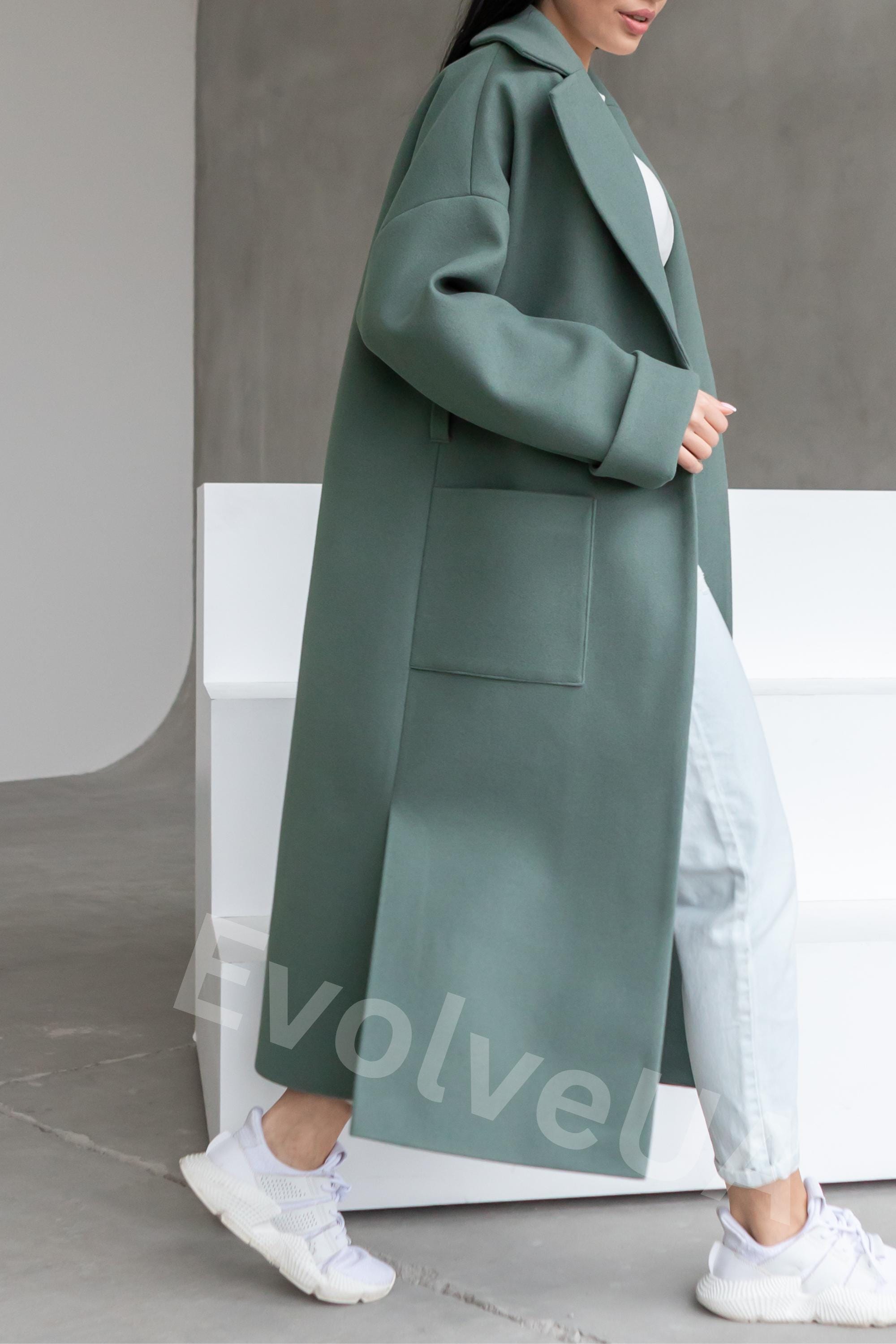 Pistachio Green Wool Wrap Coat, Belted Oversized Women's Coat - Etsy