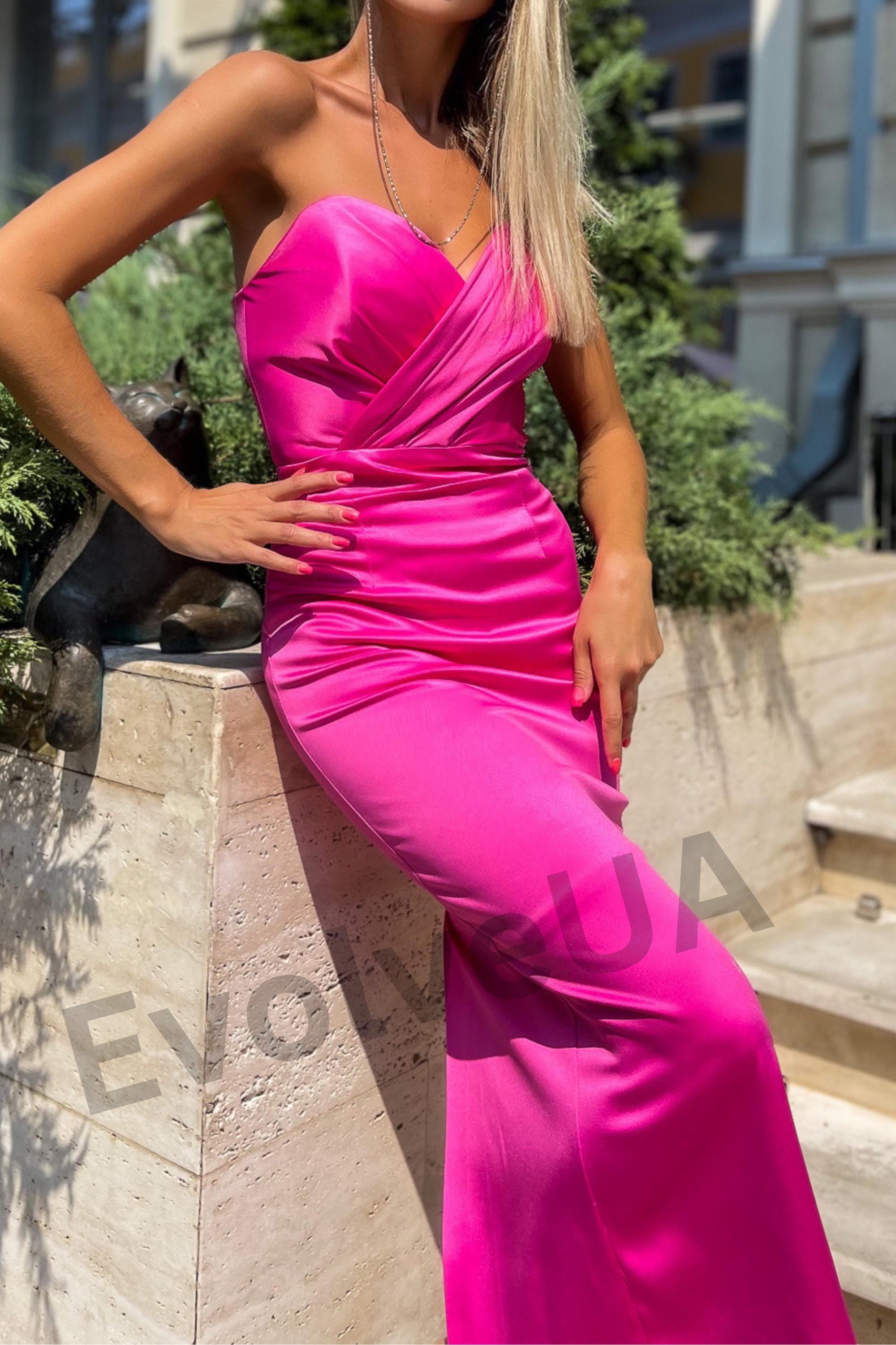 hoco hot pink dress Hot Pink Ruffled Tiered Homecoming Dresses Strapless Back to School Dr –  vigocouture