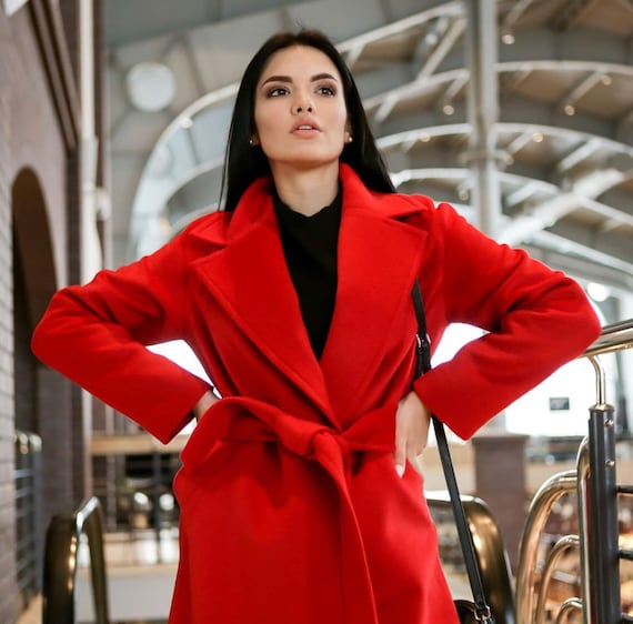 Wool Wrap Coat for Women Womens Wool Coat With Belt Elegant - Etsy