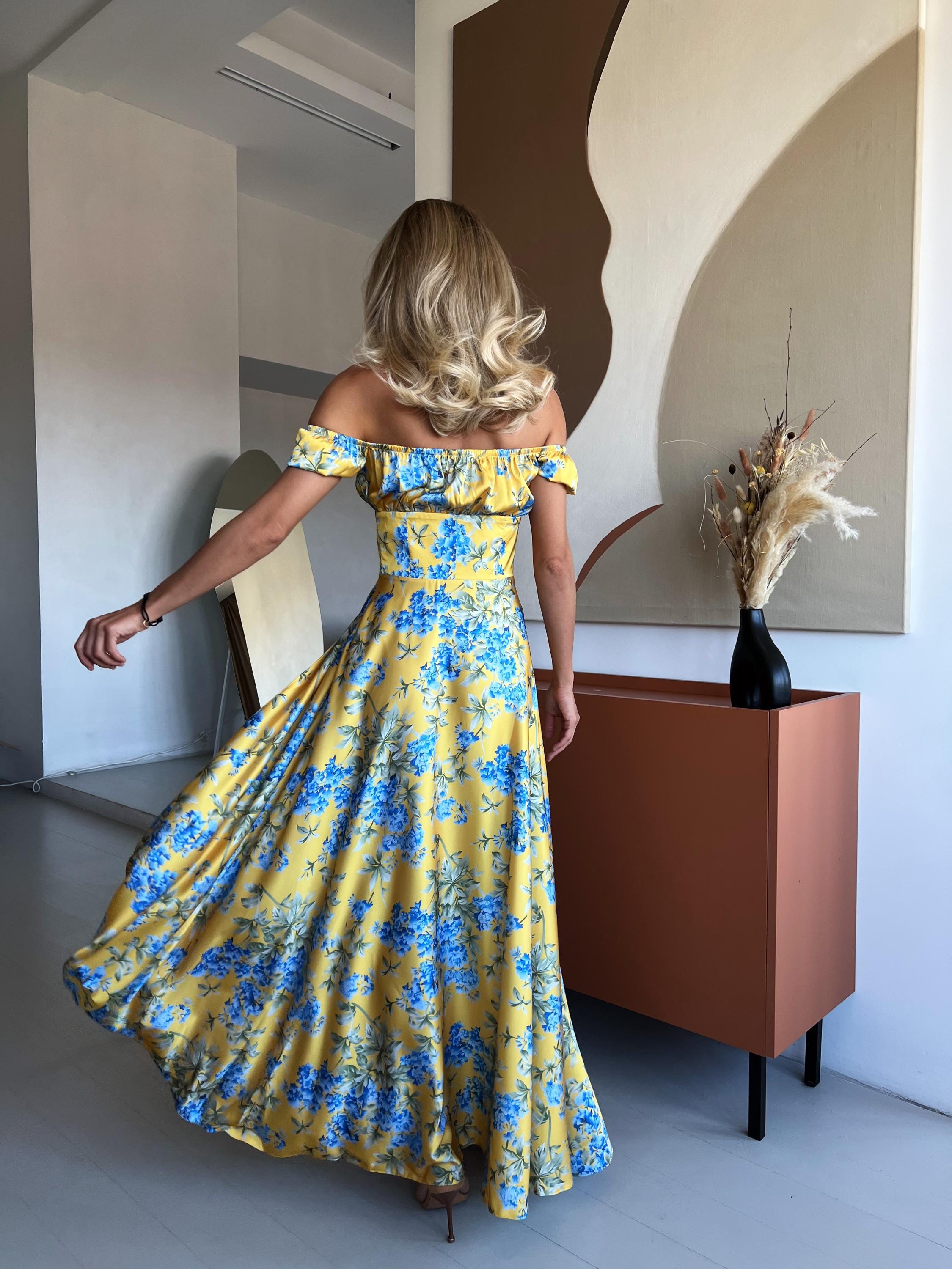 yellow floral silk dress Self-portrait Yellow Floral Silk Buttoned Midi Dress