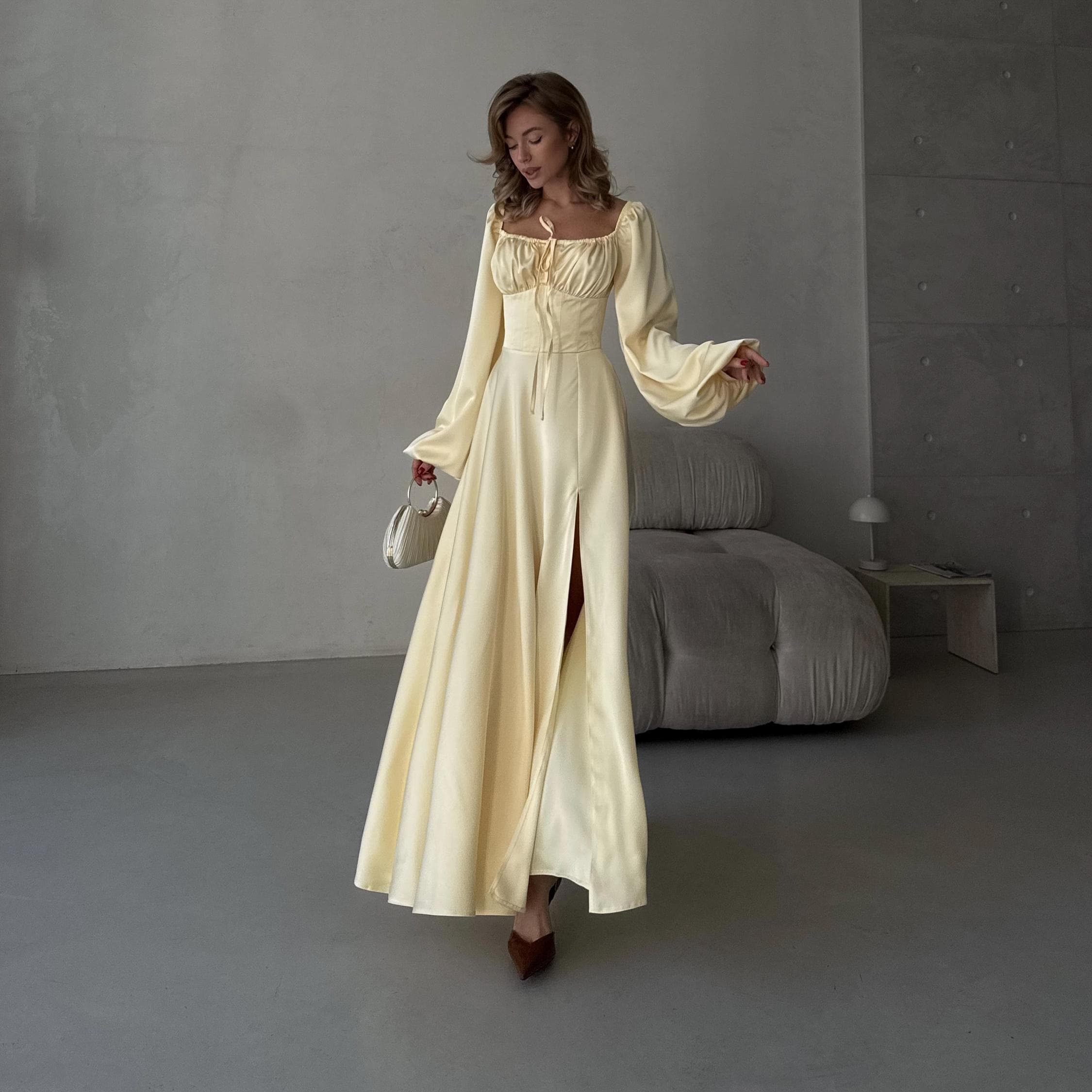 chinese dress ladies Deme by Gabriella Adela Butter Yellow Maxi Dress main image 0