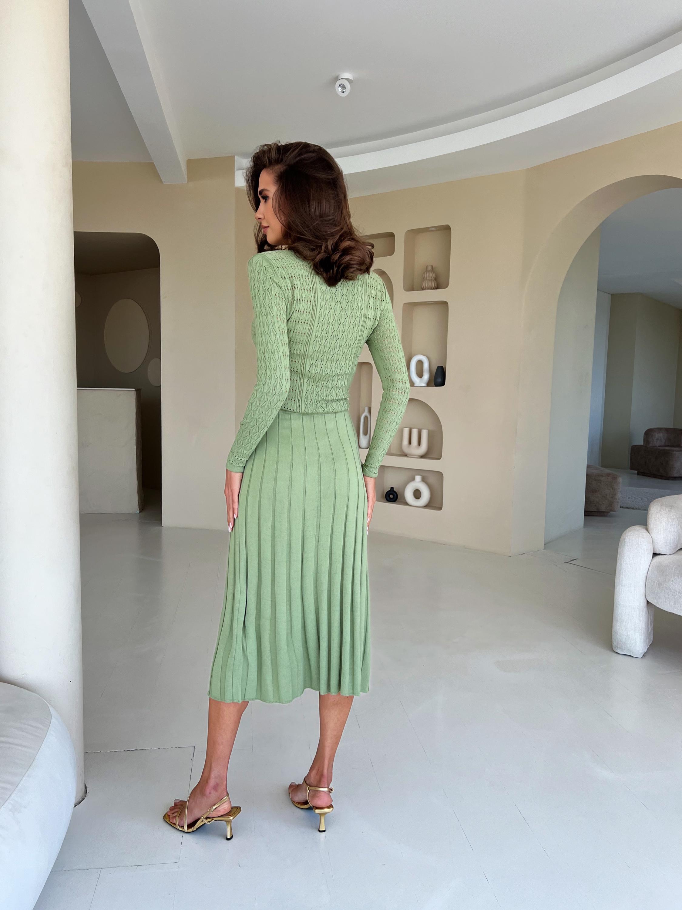Sage Green Knit Midi Dress With Long Sleeves, Pleated Skirt - Etsy