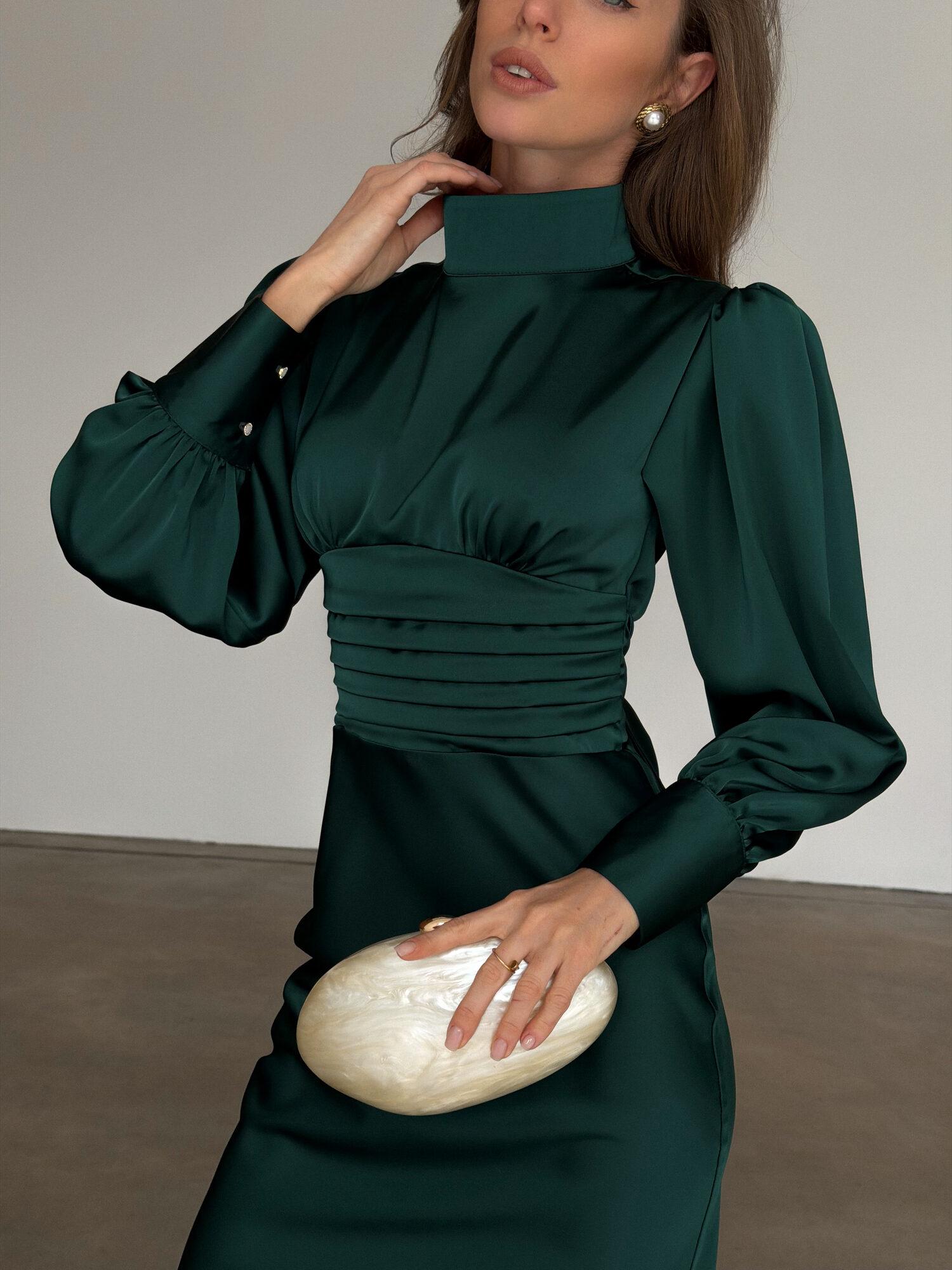 Green Prom Dress Long Sleeves