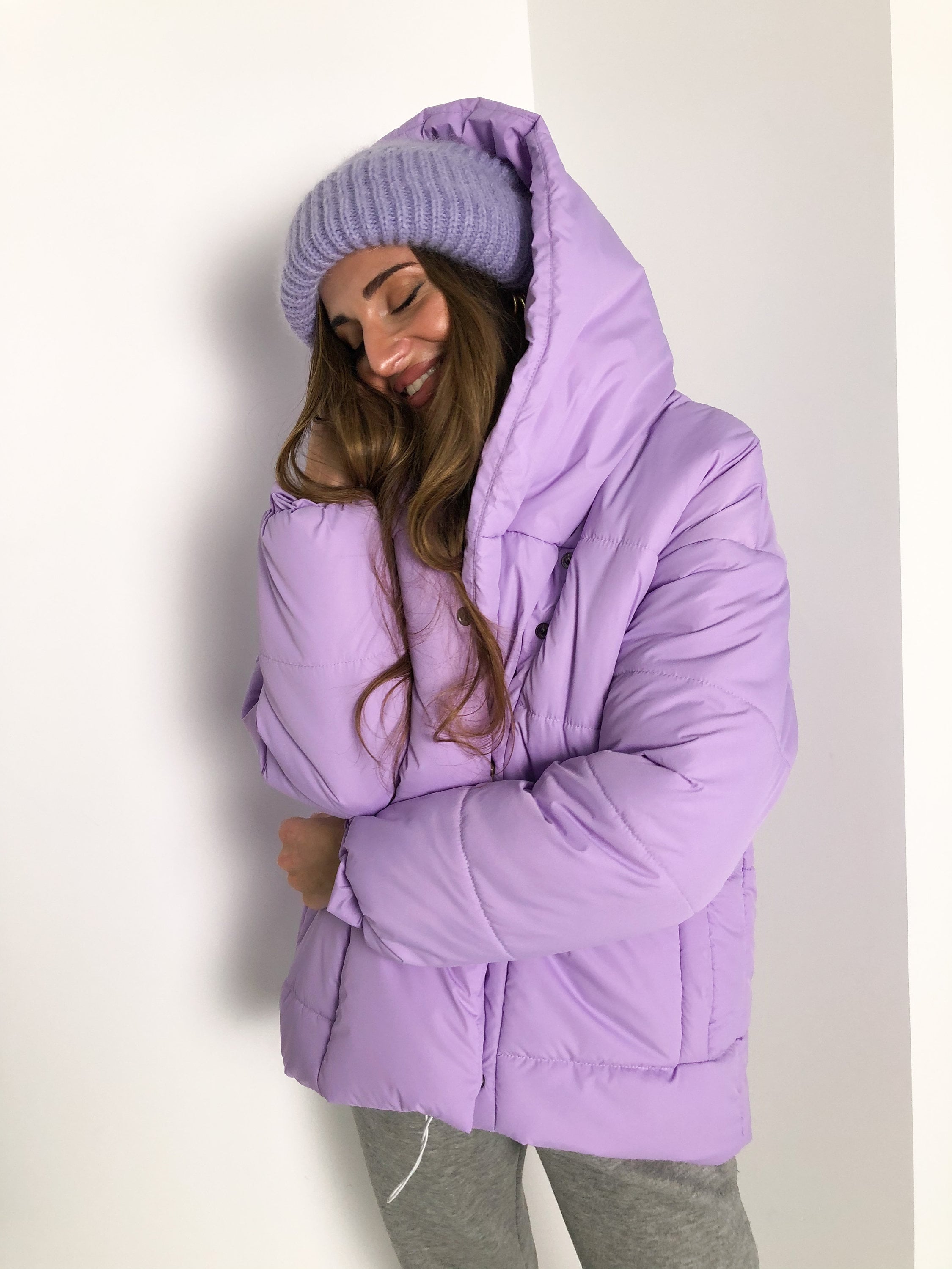 Lavender puffer top