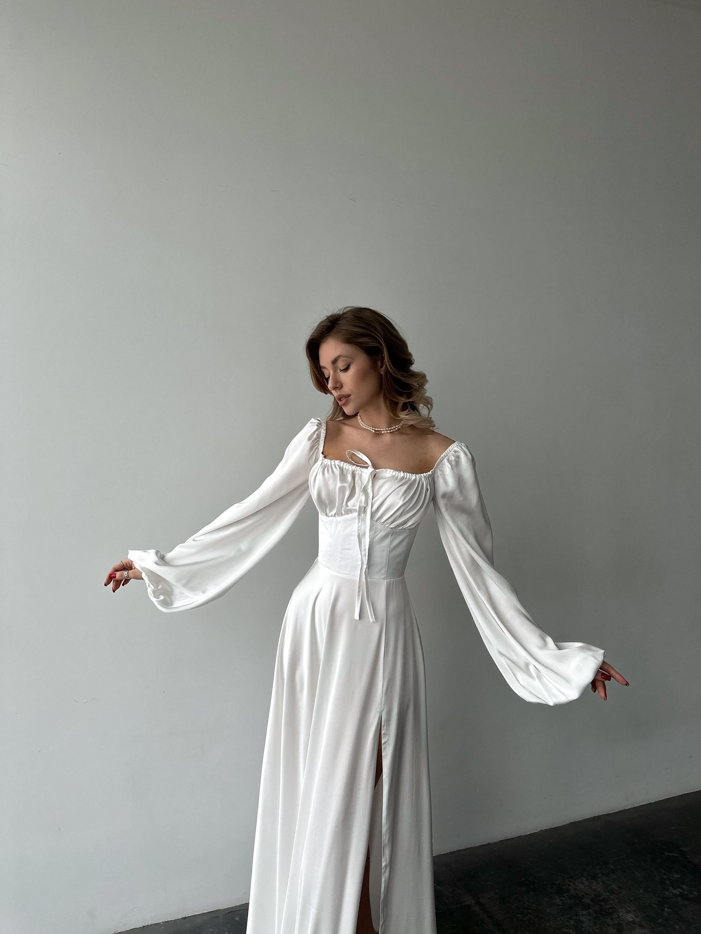 white wedding dress strapless A-Line Minimalist Dresses Satin V Neck – MyChicDress Strapless Neckline Sleeves European Style Dress for Girls Choose Fit:Regular Fit From Red Dress Run