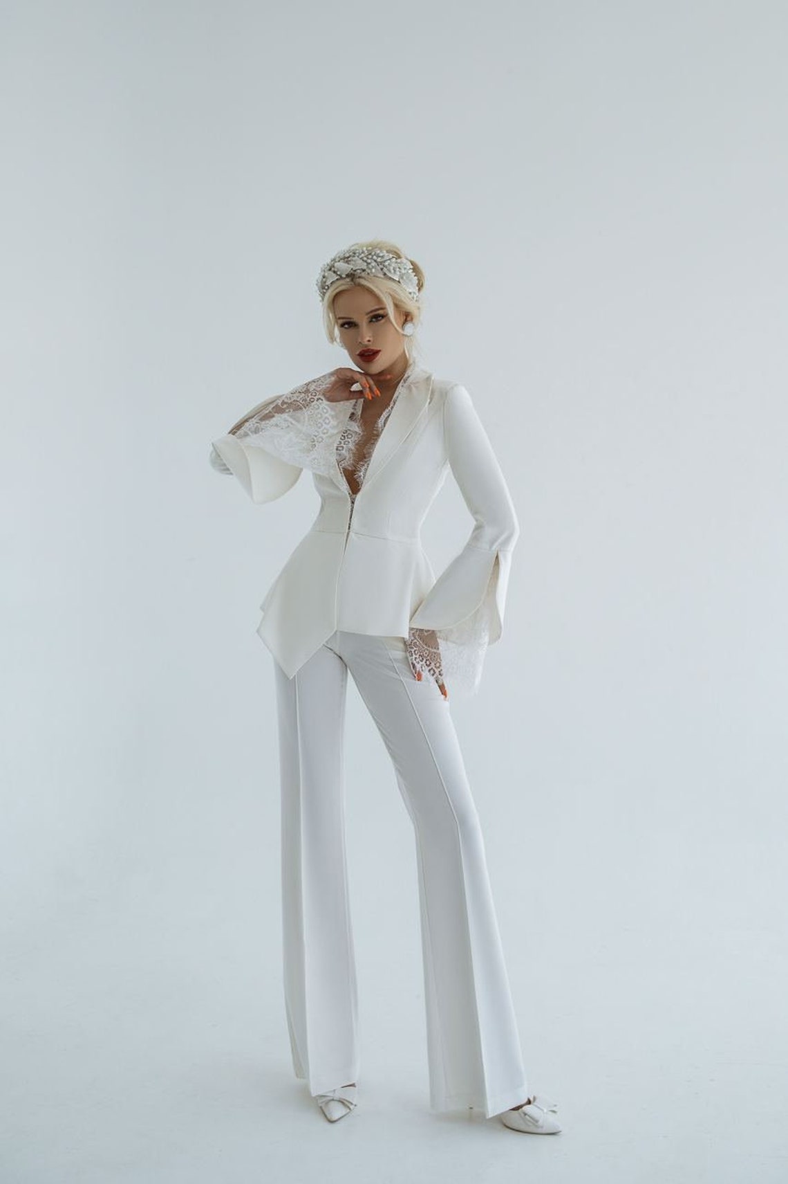 White Pantsuit for Women White Formal Suit Set for Women - Etsy