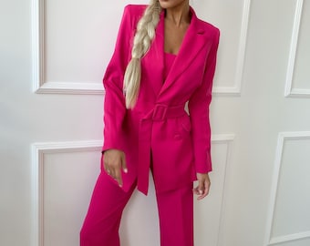 ladies hot pink suit
