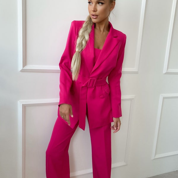 Hot Pink Suit Women - Etsy