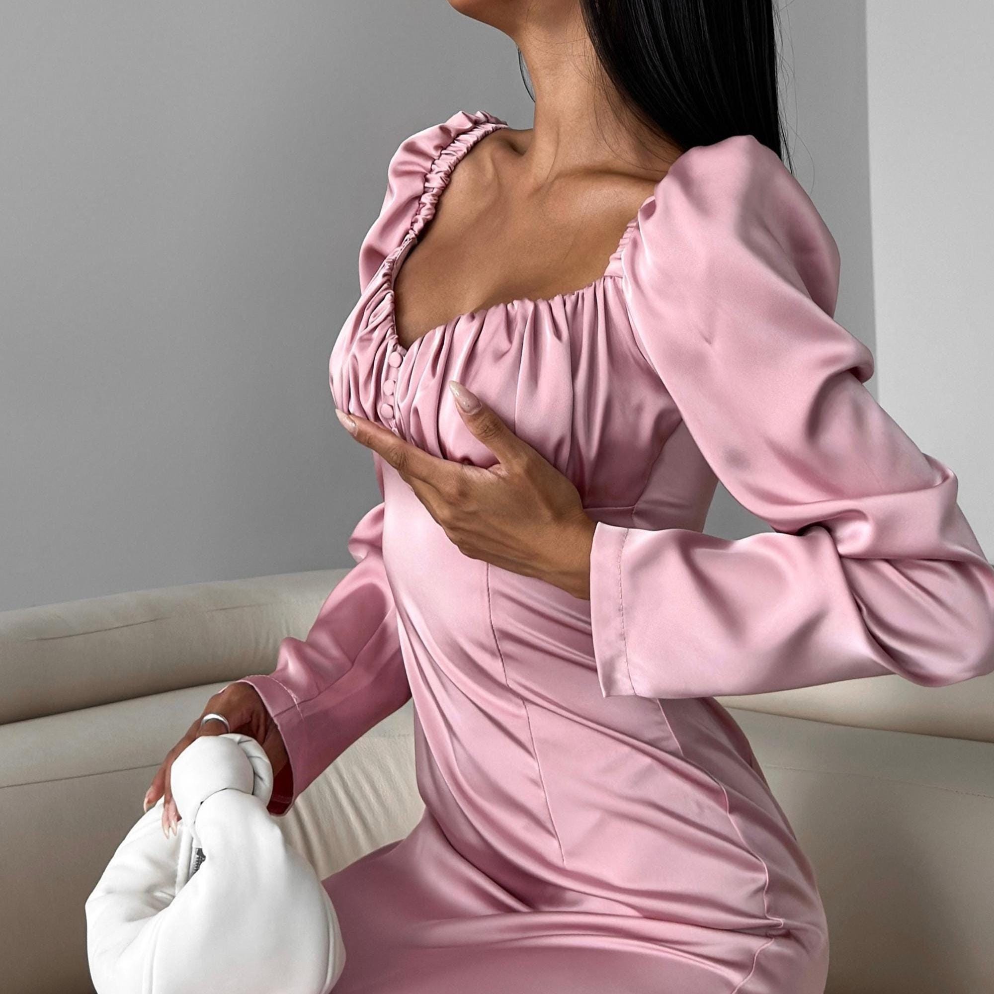 Dusty Rose Long Sleeve Dress - Etsy