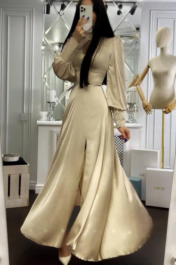 2 piece dress long Elegant Lace Sleeves Ball Gowns Prom Dresses Two Jovani 09892 Navy Plunging this two Size:S/4-6 3302
