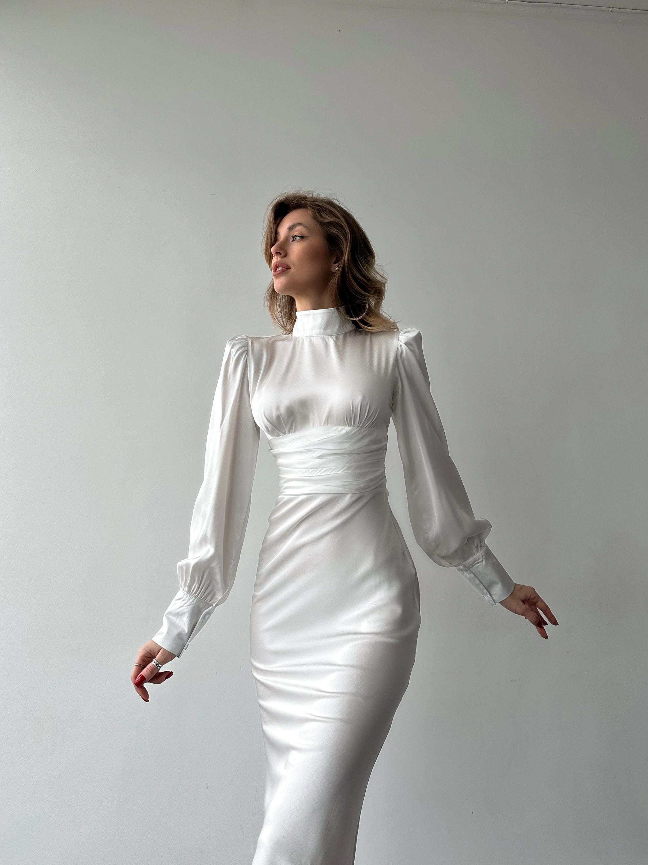 White Turtleneck Dress