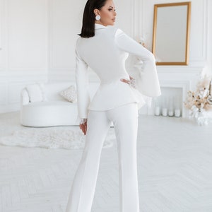 White Pantsuit for Women, White Formal Suit Set for Women, White Bridal ...