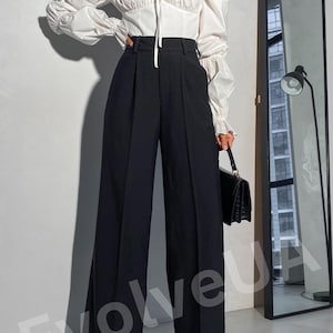 Black Formal Pants for Women, Black High Waist Pants for
