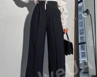 Black Palazzo pants for women, Black High waist pants, black wide leg pants for women, Office pants women, Elegant and classy pants women