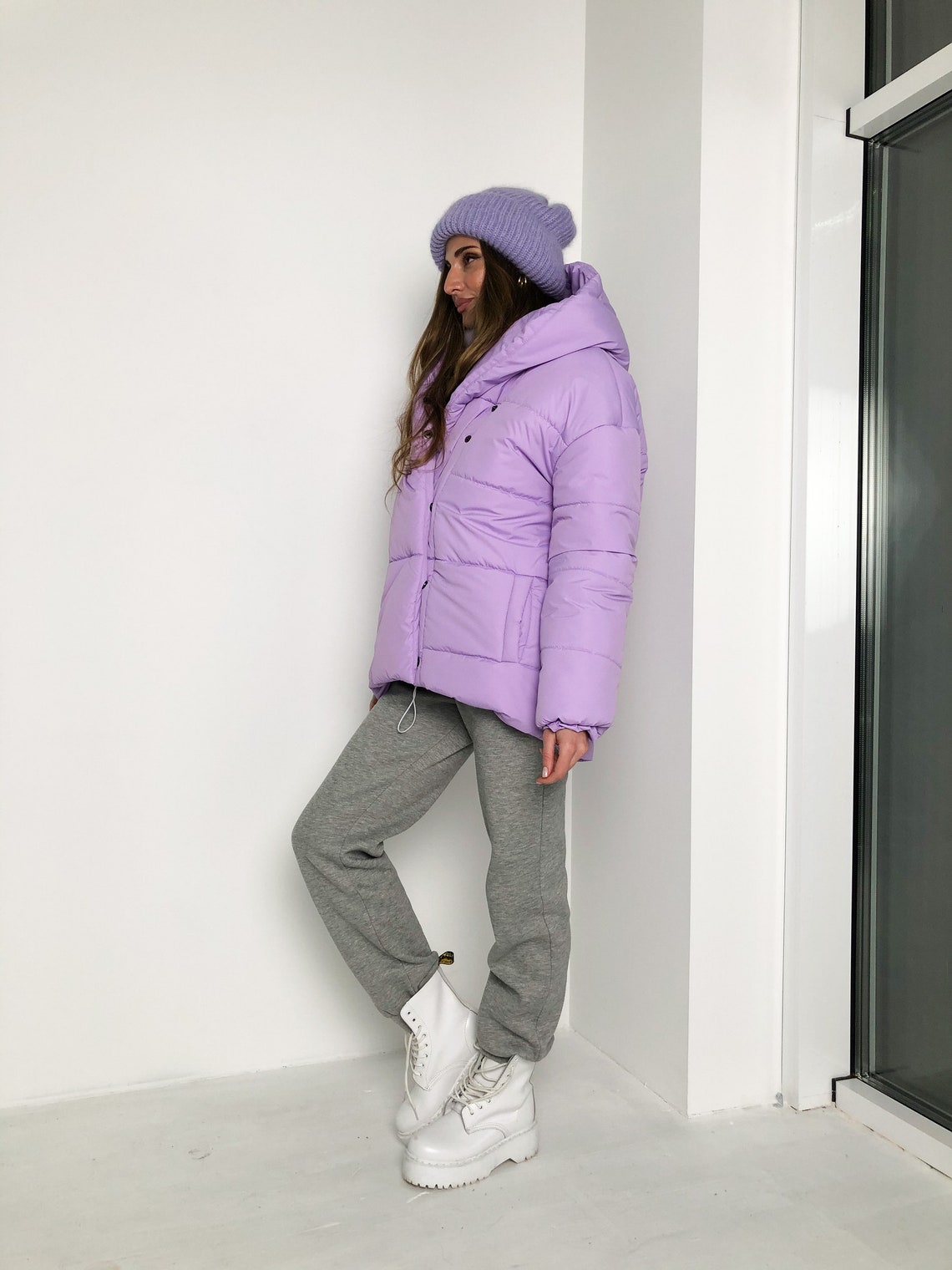 Lavender Puffer Jacket Warm Coat Puffer Jacket for Women Etsy