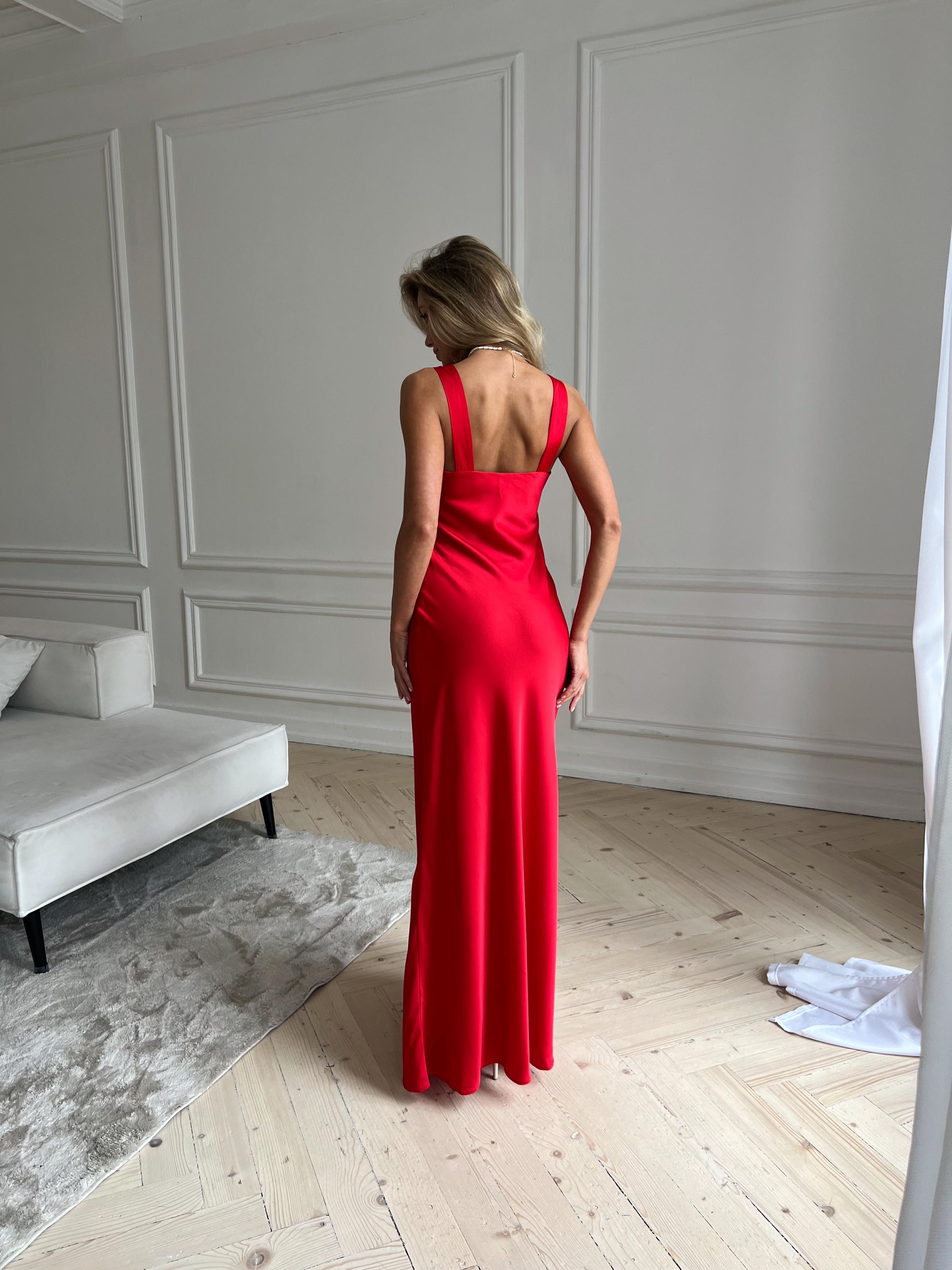 open lace back dress Draped Red Dress