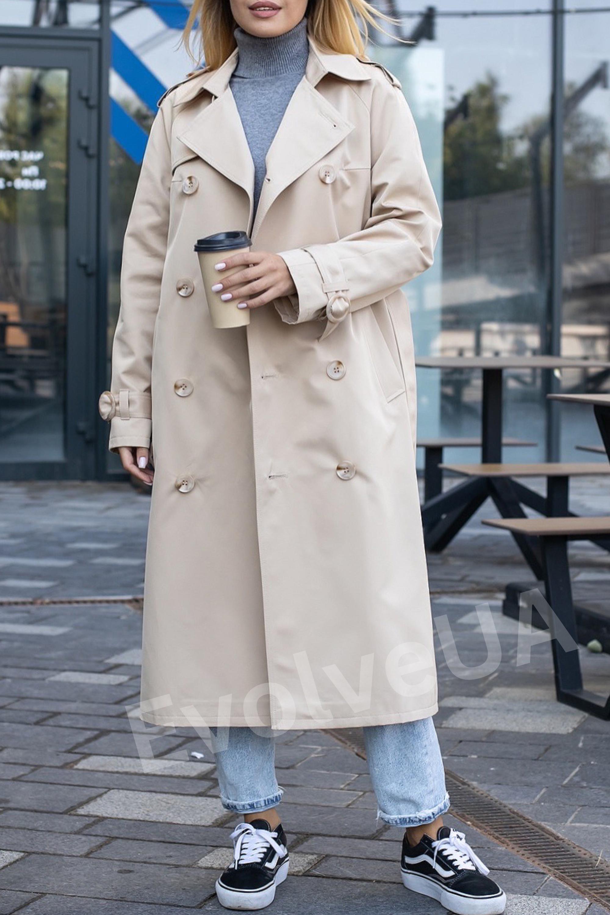 Ivory White Trench Coat With Buttons and Belt for Women Ivory White Trench Coat With Buttons and Belt for Women