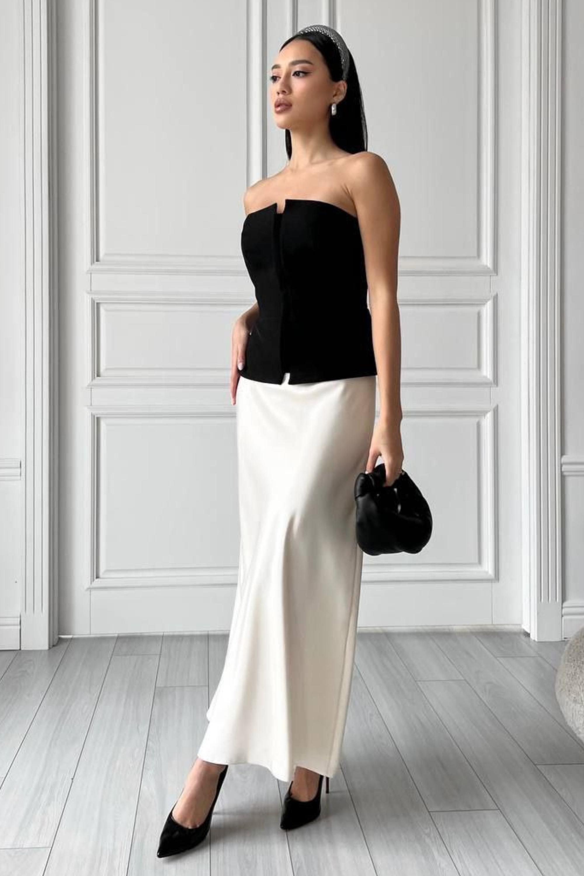 jupe longue fendue taille haute - élégance et style