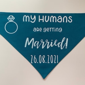 My humans are getting married! Slide on collar dog bandana. Wedding attire.