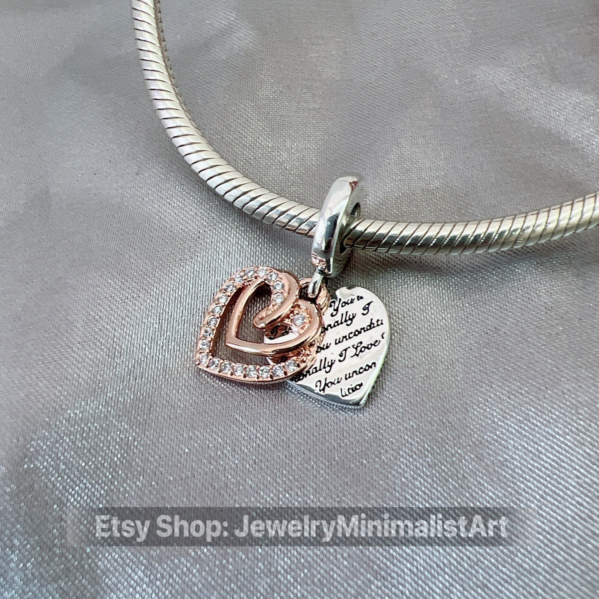 Entwined Hearts Double Dangle Charm 
